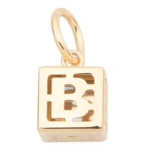 GOLDEN CLEF Gold/B Made In Italy 14kt Gold Initial Cube Charm